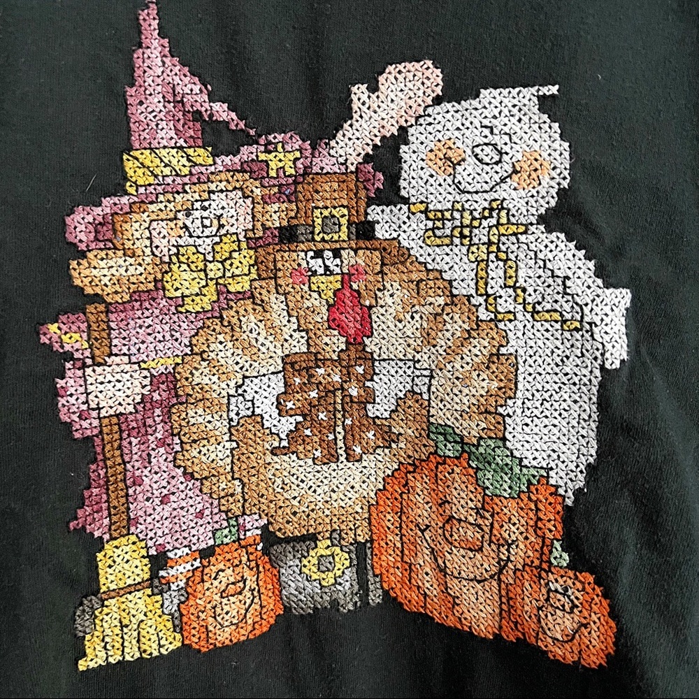 Halloween Handmade embroidered shirt, thanksgiving fall shirt, size large